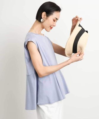 ［ＷＥＢ限定／接触冷感］フレンチスリーブペプラムカットソー