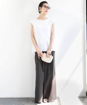 ［ＷＥＢ限定／接触冷感］フレンチスリーブペプラムカットソー