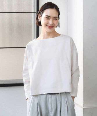 ＜MICHEL KLEIN (Women)＞タックデザイン　バスクＴシャツ