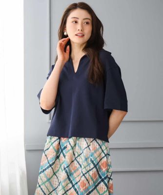 ＜MICHEL KLEIN (Women)＞裏毛スキッパーカットソー