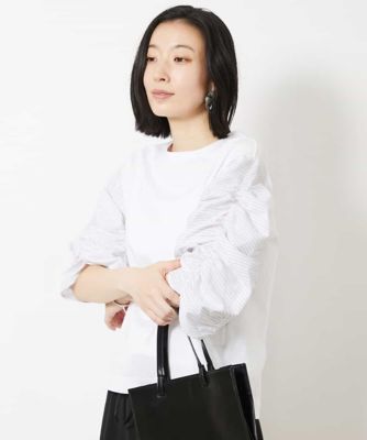 ＜MICHEL KLEIN (Women)＞ギャザースリーブカットソー