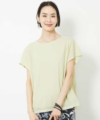 ［夏の１枚着におすすめ］フレンチスリーブシアーカットソー