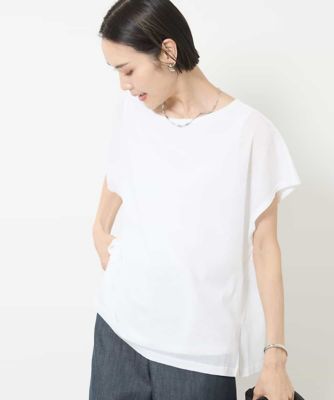 ［夏の１枚着におすすめ］フレンチスリーブシアーカットソー