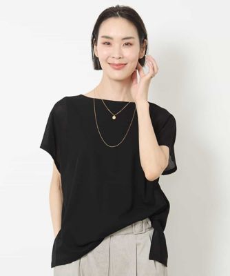 ［夏の１枚着におすすめ］フレンチスリーブシアーカットソー