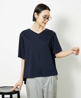 ＜MICHEL KLEIN (Women)＞［接触冷感］異素材バックフレアカットソー