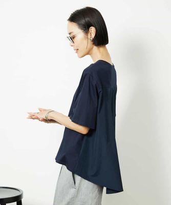 ［接触冷感］異素材バックフレアカットソー