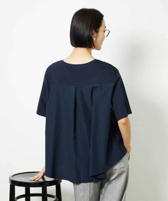 ［接触冷感］異素材バックフレアカットソー