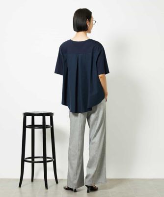 ［接触冷感］異素材バックフレアカットソー