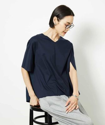 ［接触冷感］異素材バックフレアカットソー