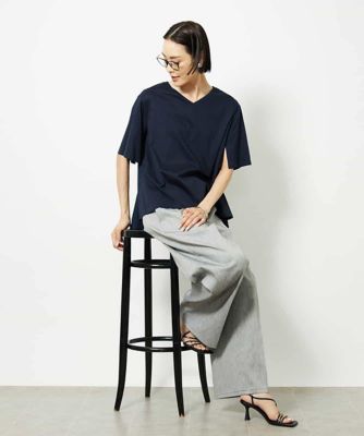 ［接触冷感］異素材バックフレアカットソー