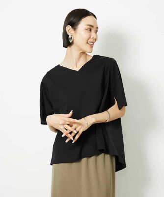 ［接触冷感］異素材バックフレアカットソー