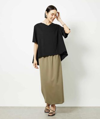 ［接触冷感］異素材バックフレアカットソー