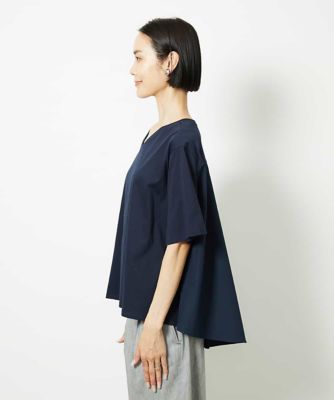 ［接触冷感］異素材バックフレアカットソー