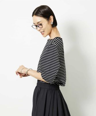 ミッシェルクラン（MICHEL ）/[接触冷感]袖タックボーダーカットソー 接触冷感］袖タックボーダーカットソー | MICHEL KLEIN (Women