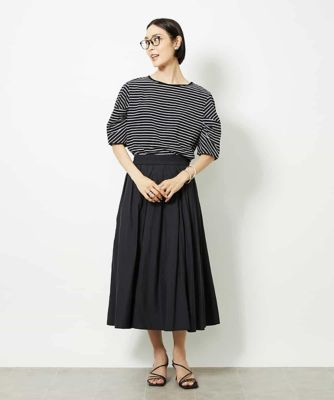 接触冷感］袖タックボーダーカットソー | MICHEL KLEIN (Women