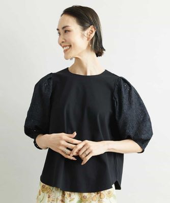 ＜MICHEL KLEIN (Women)＞［ご好評につき再登場］ランタンスリーブレース切り替えカットソー
