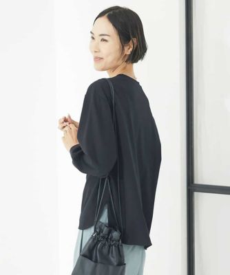 ミッシェルクラン MICHEL  ワンポイント刺繍ロングスリーブカットソー （ブラック） ワンポイント刺繍ロングスリーブカットソー(カットソー・Tシャツ