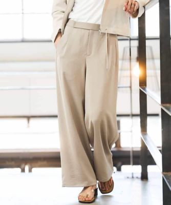 ＜MICHEL KLEIN (Women)＞［リラックスボトム］ダルサテン　ワイドパンツ