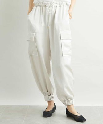 ミッシェルクラン ヴィンテージサテンカーゴパンツ ウエストゴム キャメル【38】 ミッシェルクラン MICHEL KLEIN ヴィンテージサテンカーゴパンツ
