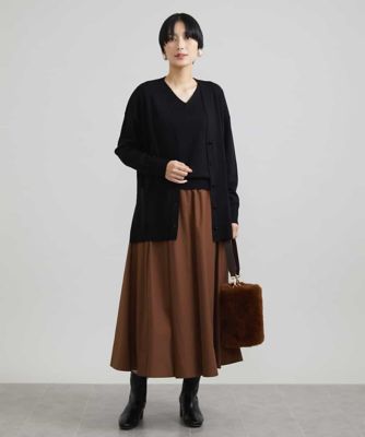 Ｖネックロングウールカーディガン（アンサンブル対応）