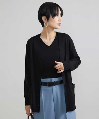 Ｖネックロングウールカーディガン（アンサンブル対応）