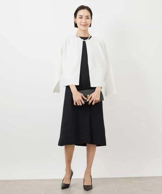 ノーカラーニットジャケット