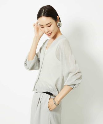 ＜MICHEL KLEIN (Women)＞Ｖネックシアーカーディガン