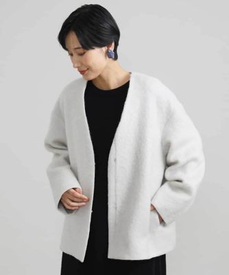 モヘアシャギーノーカラーコート