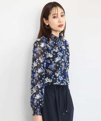 クラシックフラワープリント シフォンブラウス／洗える | MK MICHEL