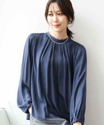 洗える］起毛サテンバンドカラーブラウス | MK MICHEL KLEIN (Women