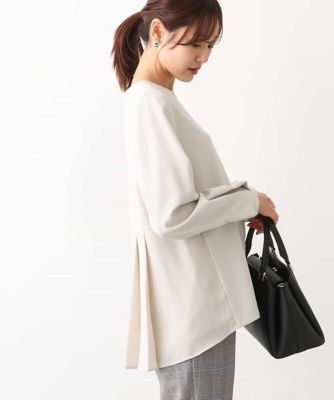 ＜MK MICHEL KLEIN (Women)＞ダブルクロスバックプリーツブラウス／洗える