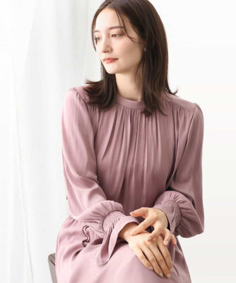 ＜MK MICHEL KLEIN (Women)＞起毛シャーリングデザインブラウス／２ｗａｙ／洗える