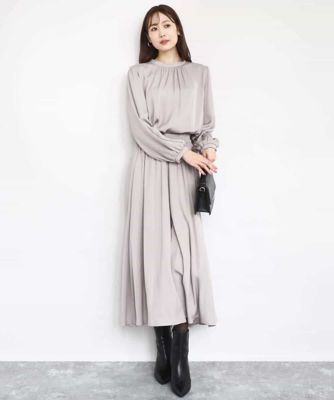 起毛サテンバンドカラーギャザーブラウス／洗える | MK MICHEL KLEIN