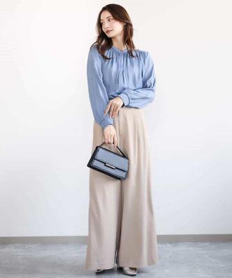 MK MICHEL  / エムケーミッシェルクラン シャーリングデザインサテンブラウス/接触冷感/洗える シャーリングデザインサテンブラウス/接触冷感/洗える(ブラウス