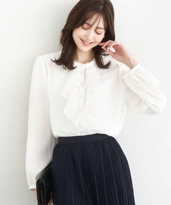 ＜MK MICHEL KLEIN (Women)＞ラッフルフリルブラウス／洗える