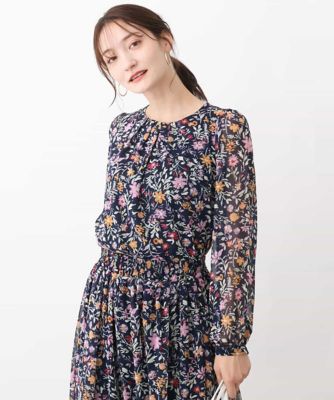花柄シフォンブラウス／洗える | MK MICHEL KLEIN (Women