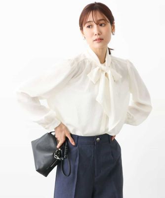 ボウタイ付きサテンブラウス／洗える | MK MICHEL KLEIN (Women