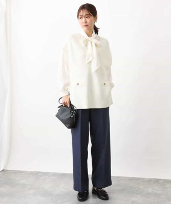 ボウタイ付きサテンブラウス／洗える | MK MICHEL KLEIN (Women