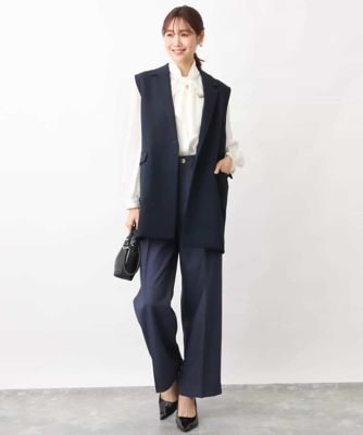 【美品】♡M-PREMIER サテンマニッシュボウタイブラウス♡ ボウタイ付きサテンブラウス／洗える | MK MICHEL KLEIN (Women