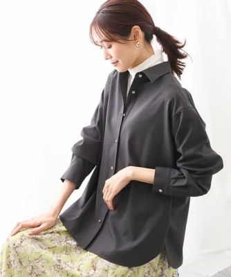 ＜MK MICHEL KLEIN (Women)＞バックフレアシルエットシャツブラウス／洗える