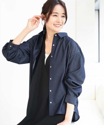 デニムライクシャツブラウス/洗える デニムライクシャツブラウス／洗える | MK MICHEL KLEIN (Women