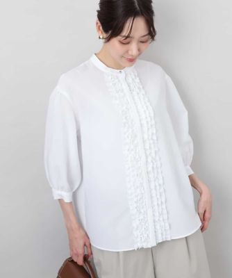 MK MICHEL KLEIN (Women)/エムケーミッシェルクラン フリルデザインブラウス／洗える