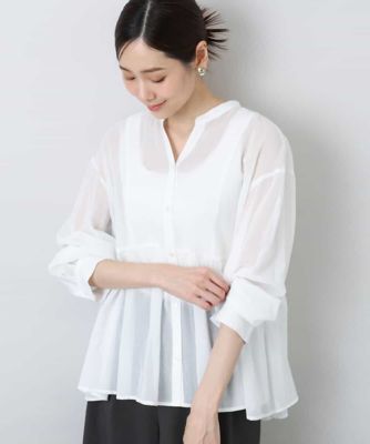 コットンシフォンブラウス／洗える