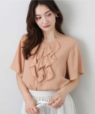 MK MICHEL KLEIN (Women)/エムケーミッシェルクラン フリルディティールジョーゼットブラウス／洗える