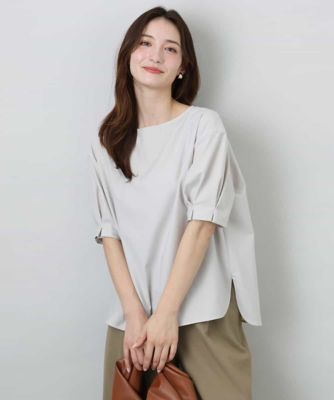 MK MICHEL KLEIN (Women)/エムケーミッシェルクラン タックスリーブストレッチブラウス／洗える