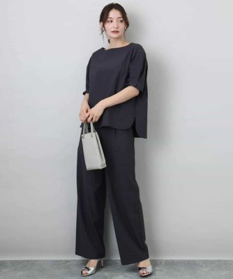 タックスリーブストレッチブラウス／洗える