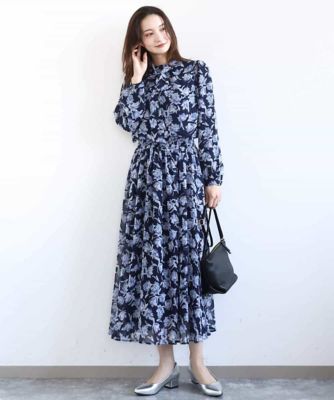ボウタイ付き花柄シフォンブラウス／洗える | MK MICHEL KLEIN (Women