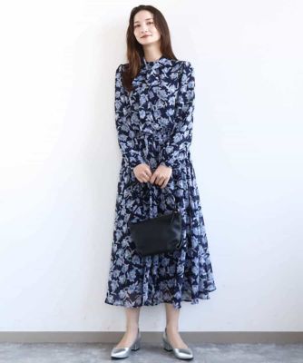 ボウタイ付き花柄シフォンブラウス／洗える | MK MICHEL KLEIN (Women