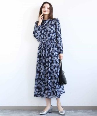 ボウタイ付き花柄シフォンブラウス／洗える | MK MICHEL KLEIN (Women