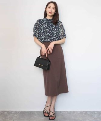 洗える］タックスリーブ花柄シフォンブラウス | MK MICHEL KLEIN